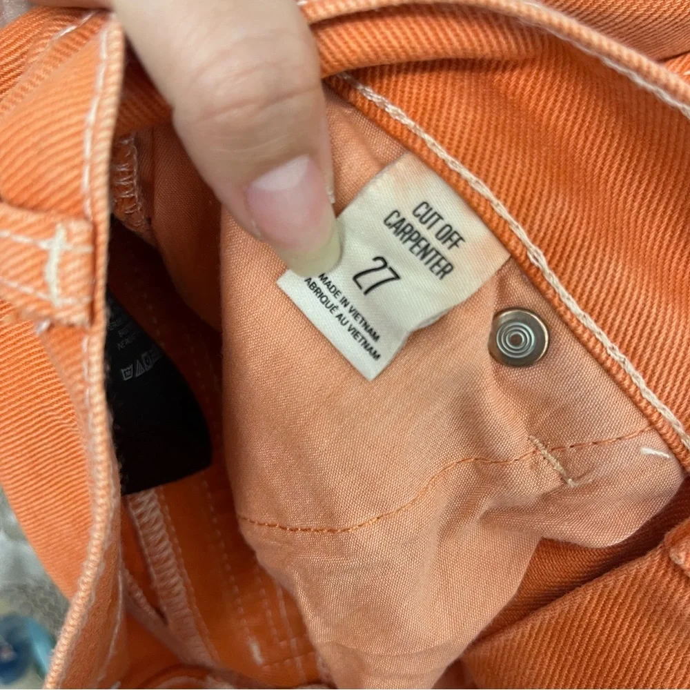 BDG Pumpkin Orange Denim Carpenter Shorts - Picture 10 of 12